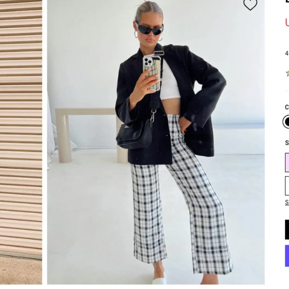 Princess Polly EUROS PANTS BLACK/WHITE - Picture 1 of 6